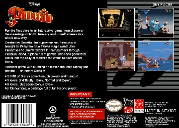 Pinocchio (USA) box cover back